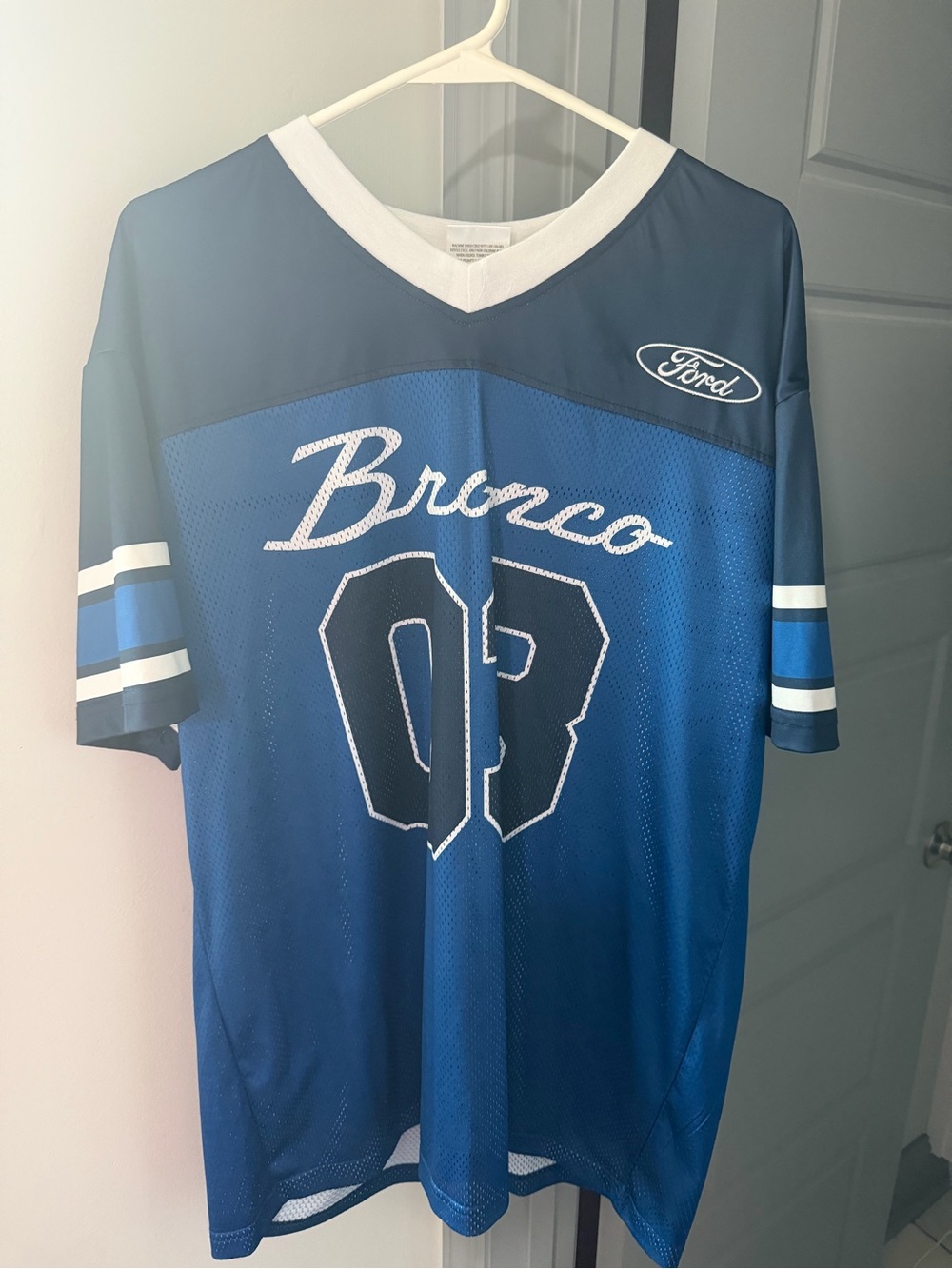 Ford Blue Bronco Jersey with White Trim
